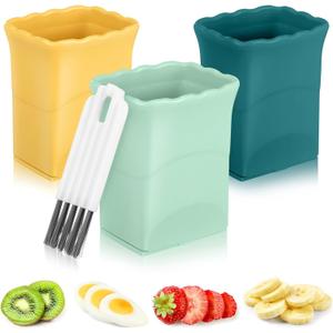 iplusmile Fruit Slicer Cup for Egg Strawberry, 3 Sets Handheld Fruit Slice Banana Cutter, Quickly Making Vegetable Salad Cutter Craft Kitchen Tool