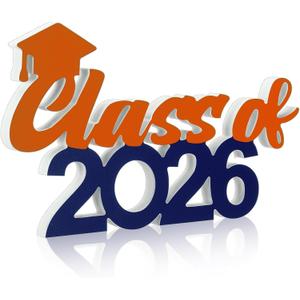 Class of 2026 Sign Graduation Party Decorations 2026 Grad Photo Booth Prop Graduation Table Centerpieces for Senior Night Decor Signs College High School Party Supplies(Blue and Orange)