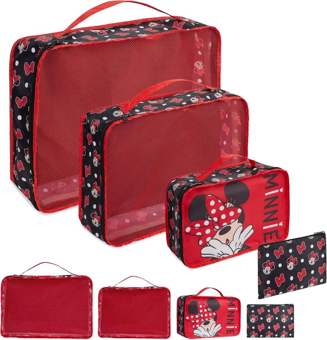 Disney Packing Organisers, Packing Cubes for Suitcases Luggage, Wash Bag (Red Minnie Mouse)