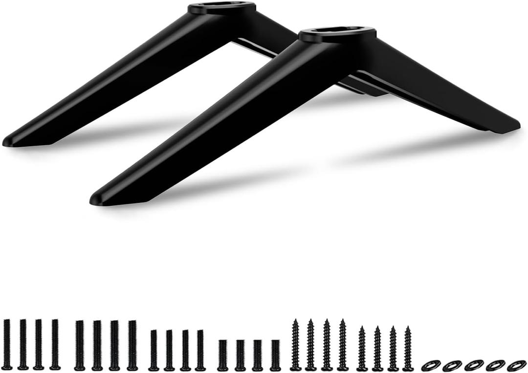 (Upgraded Version) Base Stand for TCL 32" 40" 43" 49" 50" 55" 65" Roku TV Legs, for 32S356 40FD2700 43S425 49S305 50S423 50S446 55S434 65S450R 65S425, TV Legs for TCL Roku TV Stand Legs wr Screws (Black+Proprietary Holes)