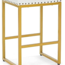 24" Saddle Counter Height Bar Stool, Modern Faux Leather, for Kitchen,White