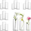 Glass Cylinder Vase Set of 18 for Centerpieces, 4,4.7,6 inch Tall Clear Vase Bulk Floating Candle Holder for Wedding Table Home Dcor and Party