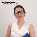 FEISEDY Blue Light Reading Glasses for Woman Men, Fashion Square Pilot Computer Glasses, Anti Eyestrain Glare Readers B0318