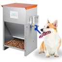 Automatic Gravity-Fed Dog Feeder with Water Bowl - Galvanized Steel Indoor/Outdoor Pet Food Station - 25lb Heavy-Duty Kibble Dispenser for All Dog Sizes