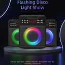Karaoke Machine for Adults, Portable Bluetooth Speaker with 2 Wireless Microphones and Lights Show, Karaoke Speaker with Bass & Treble, Supports for TWS,USB,FM,REC,AUX in,TF Card for Party/Meeting