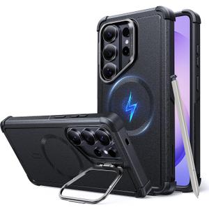 ESR for Samsung Galaxy S26 Ultra Phone Case with Stash Stand, 7X Military-Grade Drop Protection, Shock-Absorbing Rugged Cover, Compatible with MagSafe Accessories, Cyber Series, Black