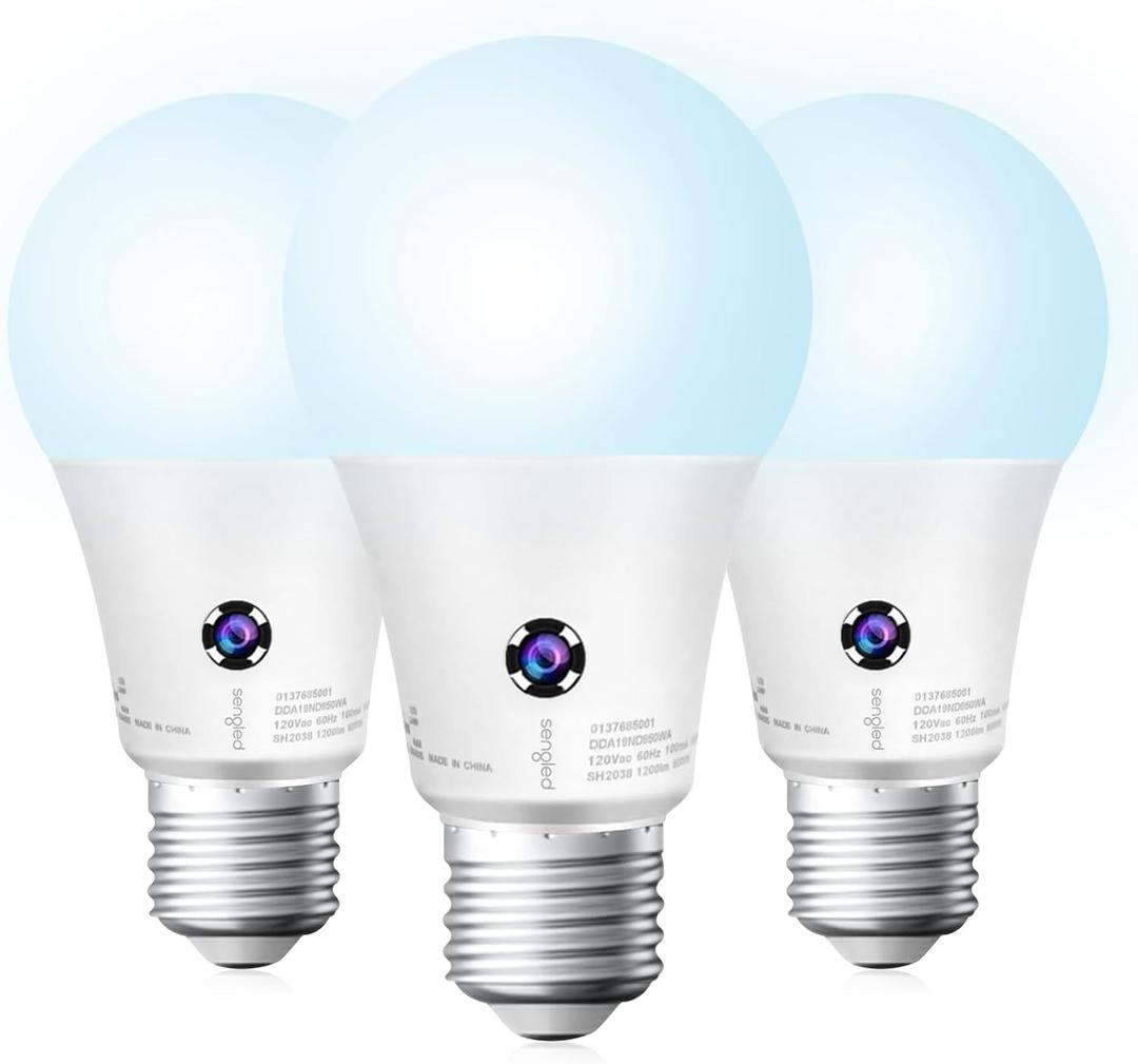 Sengled Dusk to Dawn Light Bulbs Outdoor, A19 LED Sensor Bulbs 3 Pack, 5000K Daylight 1200 Lumens, 75W Equivalent 10.5W, E26 Base Automatic On/Off Photocell Light Bulbs for Porch and Garage