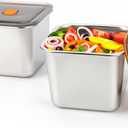 2 PCS Stainless Steel Food Storage Containers(47oz) with Lids Leak Proof & Airtight | Square Stainless steel freezer Containers, For Meal Prep, Fruit, Snack, Freezer