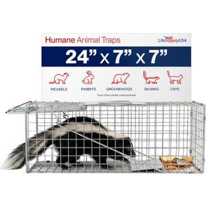 Heavy Duty Catch Release Large Live Humane Animal Cage Trap (24 x 7 x 7)