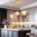 1-Light Modern Gold Pendant Light Fixtures for Kitchen Island Small Hanging Crystal Chandelier for Bedroom Entryway Living Room Foyer Hallway LED Dimmable Chandeliers for Dining Room