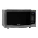 West Bend WBMW110S Microwave Oven 1000-Watts Compact with 6 Pre Cooking Settings, Time and Weight Defrost, Electronic Control Panel and Glass Turntable, Metallic