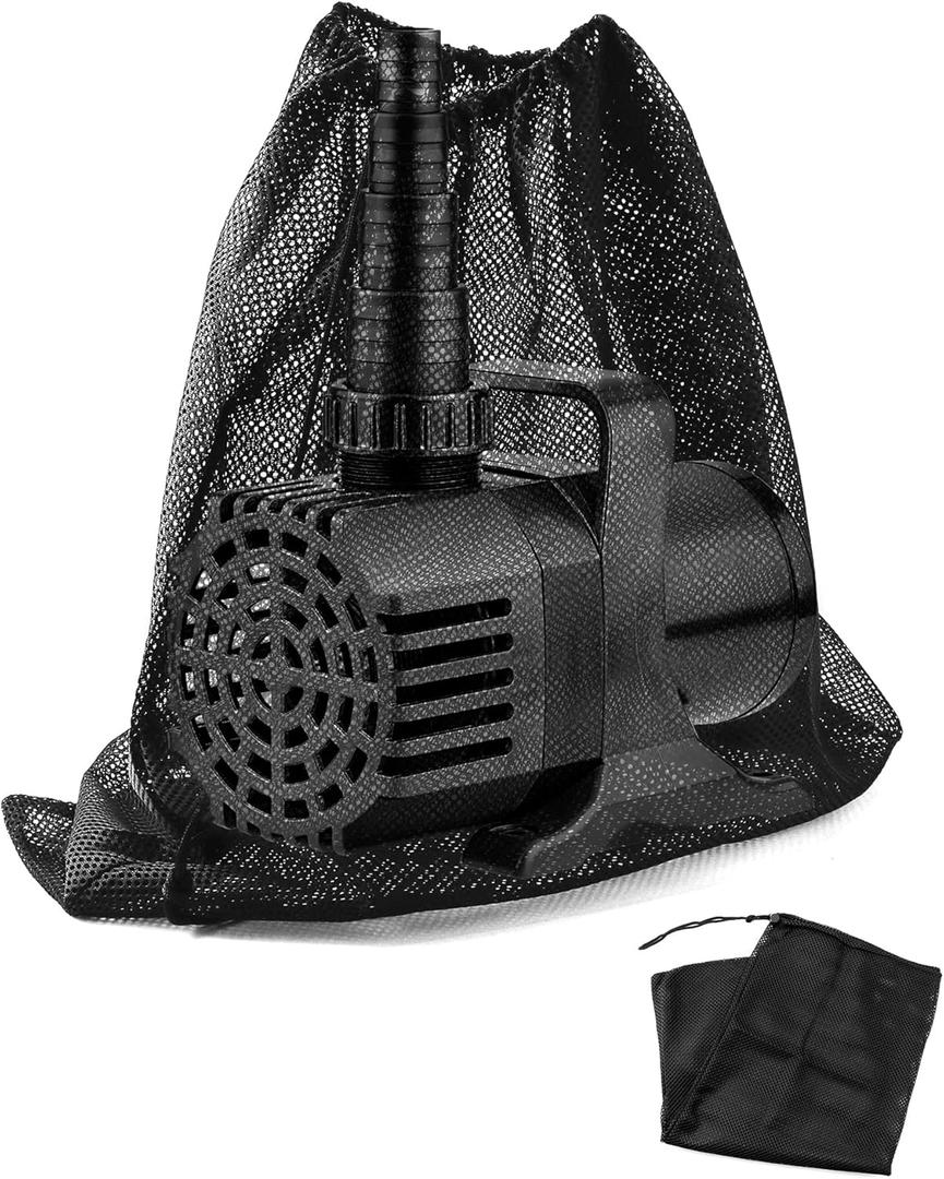 QWORK 24" x 26" Large Pond Pump Filter Bag, Black Nylon Mesh, 2 Pack