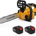 Chainsaw Cordless, 12 Inch Electric Chain Saw, Handheld Brushless Chainsaws with Tool-free Chain Tension & Auto Lubrication, 4000mah*2 Battery (12 Inch Chainsaw, Count, 1)
