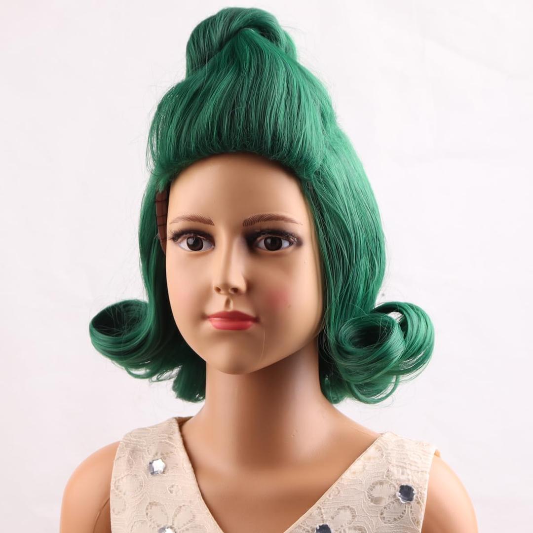 PATTNIUM Boys Green Wig Kids Short Dark Green Wig Cosplay Synthetic Wigs