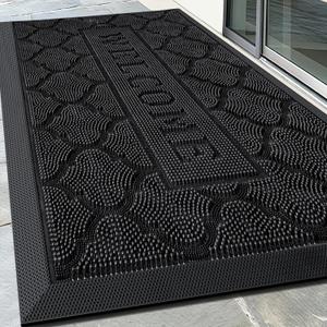 FRAMICS Rubber Doormat 24x36 Inches Heavy Duty - Non-Slip, Waterproof Entry Mat for Outside Front Door, Low Profile Dirt Trapper for All Seasons, Patio, Garage, High Traffic Areas, Black