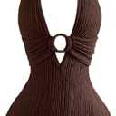 BEAUDRM Women's Summer Romper Sexy Short Rompers Y2K Halter Deep V Jumpsuit Backless Date Night Party Rave Club Outfits, Large