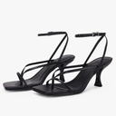 PiePieBuy Women's Lace Up Heeled Sandals Square Flip Flop High Heels Strappy Party Shoes, 7.5