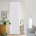 StangH Thermal Insulated Accordion Curtain Temporary Door for Bedroom Closet, Light Blocking Folding Curtain for Laundry Area Bathroom with Tieback and Hooks, Pure White, W50 x L80, 1 Panel