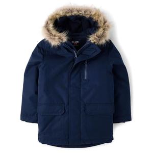 The Children's Place, Boys,Water and Wind Resistant Hooded Zip Front Parka Jacket, Tidal Microfleece, Size: Medium