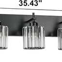 Black Crystal Bathroom Vanity Lights, Modern 5-Lights Bathroom Lighting Fixtures Over Mirror, Crystal Wall Lighting with Round Shade