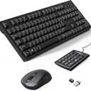 Wireless Keyboard and Mouse Combo-Full Size QWERTY Layout 2.4G Stereo Keycap Ergonomically Designed for Laptop,PC,Notebook,Windows,Computer Wired Numeric keypad,with USB-A&USB-C 2-in-1 Receiver (black)