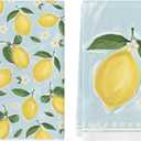 Artoid Mode Lemon Flower Summer Kitchen Towels Dish Towels, 18x26 Inch Seasonal Summer Decoration Hand Towels Set of 2