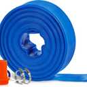 Acquaer 1-1/2" x 50 FT Pool Backwash Hose, Heavy Duty Reinforced PVC Lay Flat Discharge Hose, Weather and Burst Resistant, with 2 Hose Clamps and a Connector for Inground Swimming Pool Pump Draining