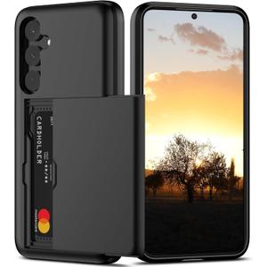 Nvollnoe for Samsung S24 Plus Case with Card Holder Dual Layer Heavy Duty Protective Case Hidden Card Slot Slim Wallet Case for Samsung S24 Plus 6.7''(Black)