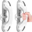 2 Pack Grab Bars for Bathtubs and Showers with 3 Suction Cups, Heavy Duty Handle Removable Handrails for Seniors and Elderly, Bathroom Safety Grip No Drilling Waterproof, Grey (Gray)
