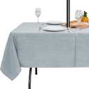 LUSHVIDA Outdoor Tablecloth with Umbrella Hole - Patio Table Cloth Zippered Rectangle 60x102 Inch, Light Gray Linen-Look Polyester Table Cover Water Resistant for Picnic Outside