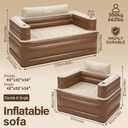 Inflatable Couch Set with Cup Holders & Pump, Velvety Air Sofa (1 Loveseat 60"x32"x34" & 1 Chair 41"x32"x34") for Camping & Home