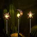 Solar Garden Stake Lights, Moon Sun Star Yard Decorations Outdoor 3 Pack Solar Garden Decor for Lawn, Pathway, Flower Bed, Memorial Garden, Patio Outdoor Gifts for Mom, Loved Ones