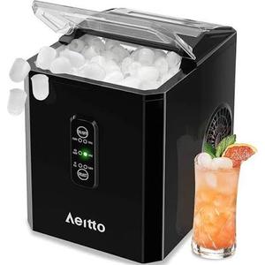 Ice Makers Countertop, 9 Ice Cubes in 6 Mins Portable Ice Maker, 2 Sizes of Bullet Ice (S/L) Small Ice Machine for Home Kitchen Camping (Onyx)
