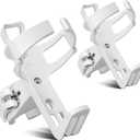Universal Bike Cup Holder - 360 Degree Rotating Bottle Cage for Bike & Stroller (White -2 Pack)