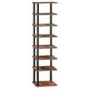 HOOBRO Vertical Shoe Rack, 8-Tier Narrow Shoe Shelf, Shoe Storage Organizer for Small Space, 11" L x 11" W x 53" H, Closet, Entryway, Hallway, Bedroom, Rustic Brown and Black BF22XJ01