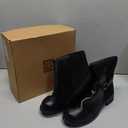 Buckle Strap Knee High Boots Low Chunky Block Heel Boots for Fall Winter Commute & Daily Wear, Size 40