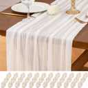 12 Pack Ivory White Table Runner 10Ft Cheesecloth Table Runner Rustic Gauze Table Runners Romantic Long Sheer Fabric Cheese Cloth Table Runners for Wedding Party Bridal Baby Shower