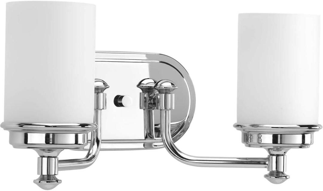 Progress Lighting Glide Collection 2-Light Etched Opal Glass Coastal Bath Vanity Light Polished Chrome