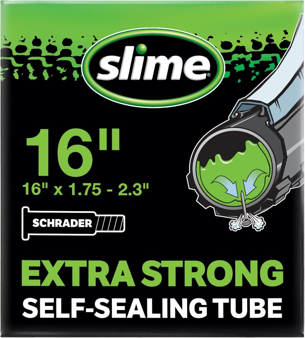 Slime Extra Strong Self-Sealing Inner Bike Tube for Bicycle Tires w/Slime Sealant Inside & Fibro-Seal Technology (16" x 1.8"-2.3")