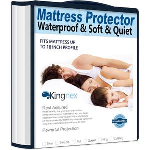 Cooling King Size Mattress Protector Waterproof Ultra Soft Noiseless Smooth Jersey Top Fitted Matressprotector Cover with Stretchy Pocket