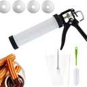 Churro Maker Machine Set, Manual Churreras Para Churros with Piping Bag and Tips, Large 2-Cup Capacity, Easy to Press, 4 Thick Stainless Steel Discs, 2 Cleaning Brushes