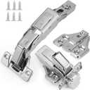 HBL' 2 Pack 165 Soft Close Cabinet Hinges, 35mm Full Overlay European Concealed Hinges for Frameless Kitchen Cabinets, Wide Opening Corner & Lazy Susan Cabinet Hinges