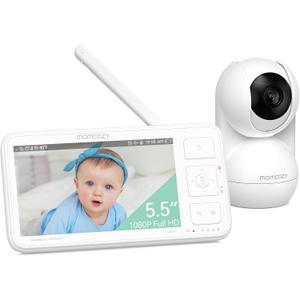 Momcozy Video Baby Monitor, 5.5 1080P Full HD Baby Monitor with Camera No WiFi, Infrared Night Vision, 5800mAh 120-hrs Battery, ECO, VOX, 2-Way Audio, 1640ft Range, Record and Rewind Locally, BM03