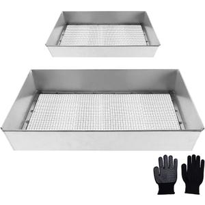 Remiawy Soil Sifter for Gardening, 2 Pack Rock Sifter for Compost Dirt Sand, Metal Garden Sieve Sifting Pan Tray, 1/4 Mesh Soil Screen Set of 2-17.5 x 11.5 and 12 x 10 (Large and Standard)