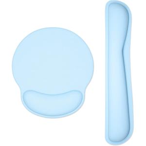 Dapesuom Keyboard Wrist Rest and Mouse Pad with Wrist Support, Memory Foam Cushion for Keyboard and Mouse Set, Ergonomic Desktop Pad Rests with Non Slip Base for Easy Typing & Pain Relief, Sky Blue