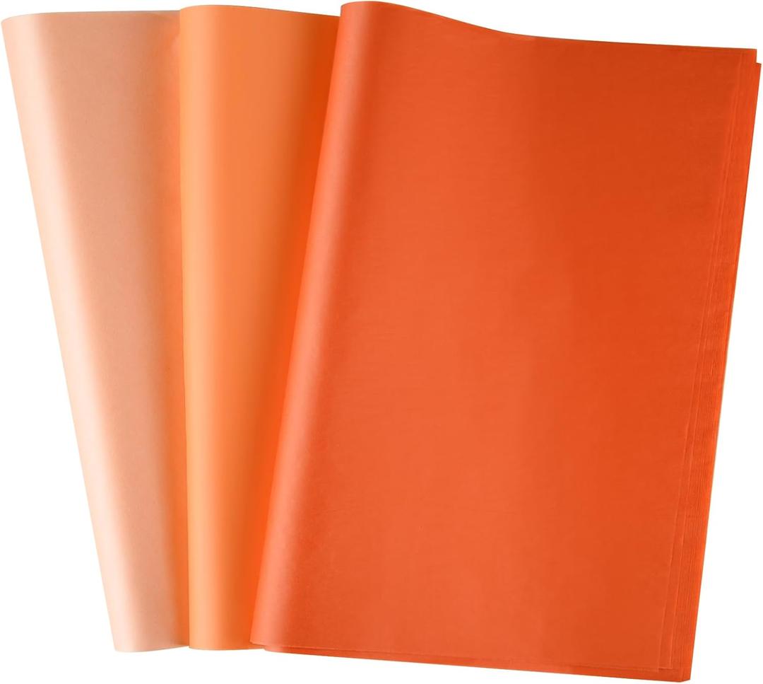 CHRORINE 50 Sheets Orange Tissue Paper Multicolor Art Gift Wrapping Paper Bulk for Baby Shower Wedding Birthday DIY and Craft Decor
