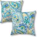 Greendale Home Fashions Outdoor 17-inch Square Decorative Throw Pillow, 2-Pack, Paisley 2 Count