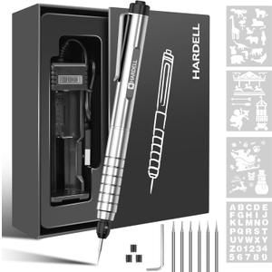 Electric Engraving Pen, HARDELL Engraver Tool 37000RPM, USB Cordless Engraving Machine for Artists&DIYers, Portable DIY Rotary Engraver for Jewelry Wood Glass Stone Carving (Silver)