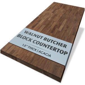 Howizz Walnut Butcher Block Countertop 48 x 36 x 1.5 Inches - Solid Wood Table Top for Island Kitchen Countertop, Desk Top, Dining Table, Workbench Top (Acacia - Finger Joint - Walnut - Finished)
