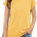Girls Cap Sleeve T Shirts Kids Summer Crewneck Solid Tops Tees 5-14 Years (Yellow)